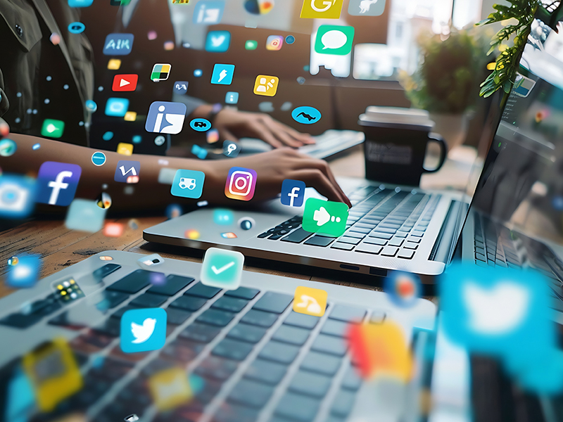 Social media engagement Digital marketing concept Working on com