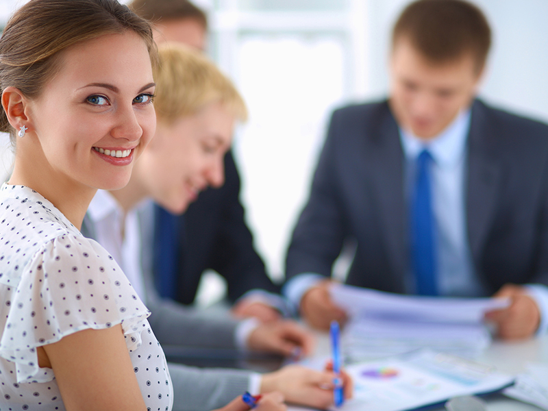 Business people shaking hands, finishing up a meeting